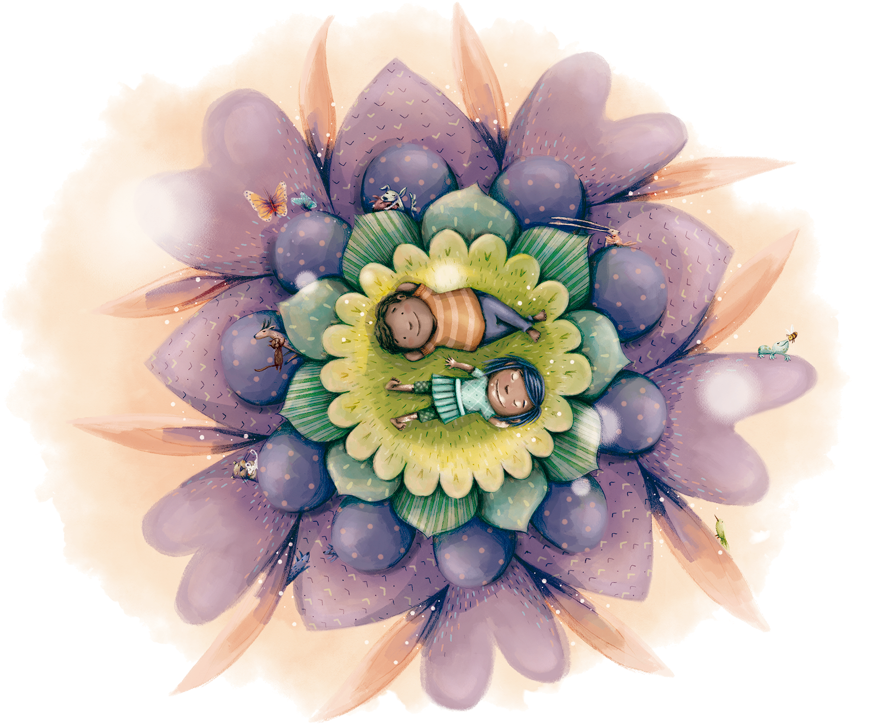 Ilustración mandala del libro Palabras Semilla
